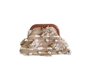 NEW LU & ELLE women's down the shore clutch in beige